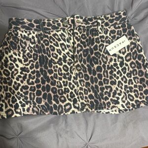 PacSun Leopard Print Mini Skirt - Black and Tan